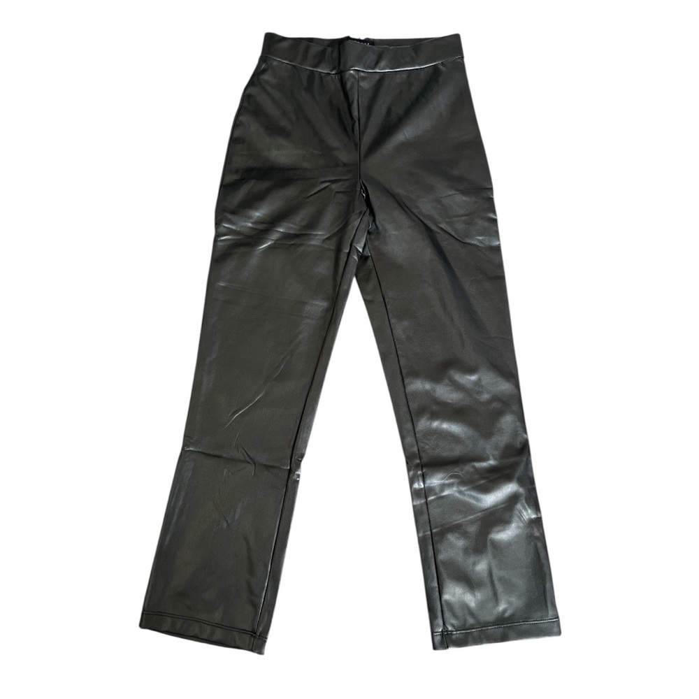NWT Sanctuary Black Faux Leather Elastic Waist Cropped Pants - Picture 9 of 10